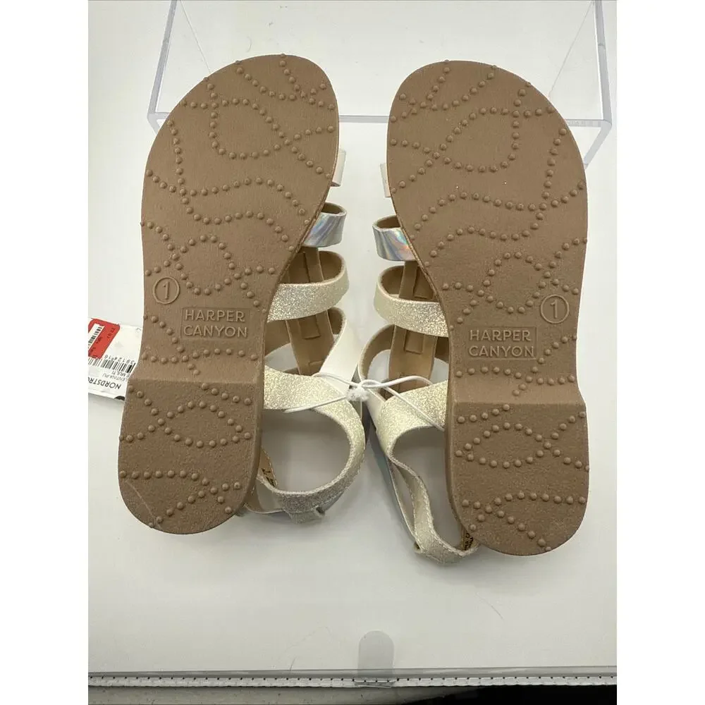 Harper‎ Canyon Kids Girls Haven Footbed Sandals In Tie Die Size 1 NWT